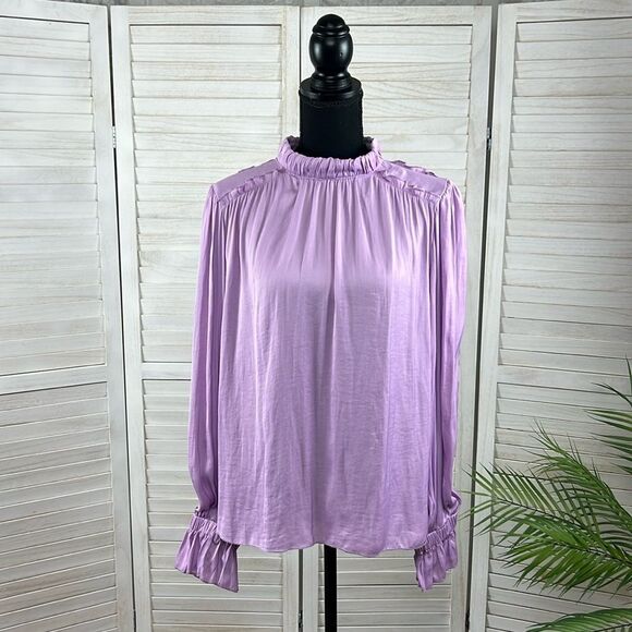 TCEC Lavender Poet Sleeve Blouse Top Large - Picture 1 of 11